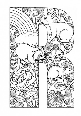 Letter R - Alphabet Coloring Page For Adults
