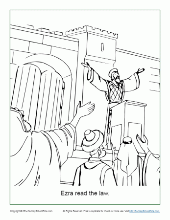 Ezra Read the Law Coloring Page