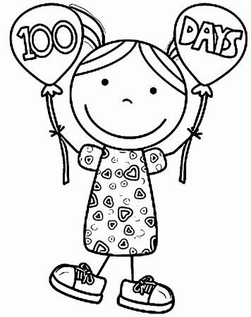 100th Day Of School Kid Shirt_design Coloring Page | Wecoloringpage