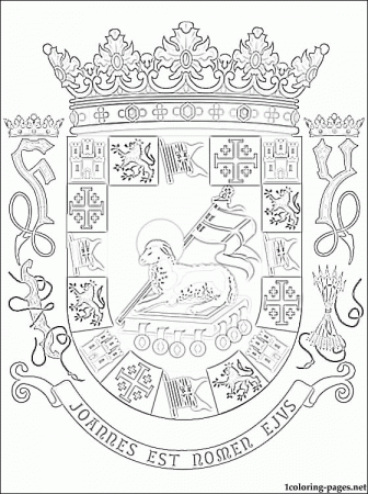 Puerto Rico coat of arms coloring page