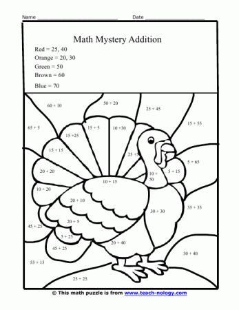 Free Thanksgiving Math Coloring Pages - Pages