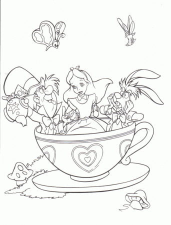 Alice In Wonderland Tea Coloring Pages - Coloring Pages For All Ages