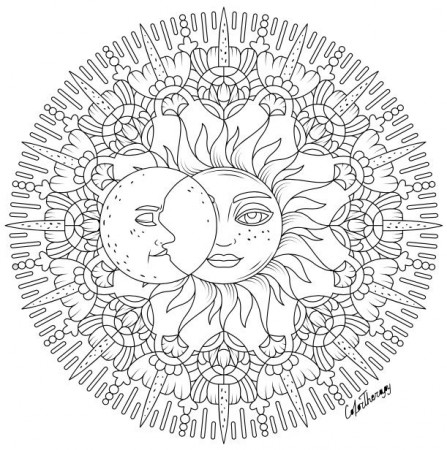 Sun Moon to colour on Color Therapy App. Try this app for Free!  get.colortherapy.… | Sol para colorir, Desenhos para colorir mandalas,  Desenhos para colorir adultos