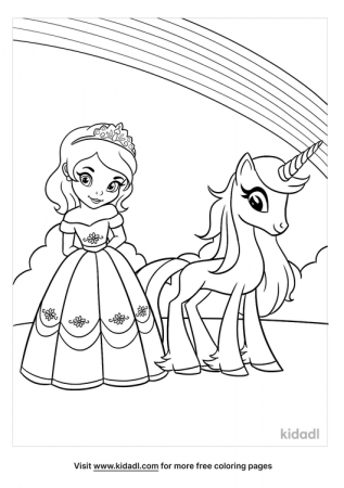 Princess And Unicorn Coloring Pages | Free Princess Coloring Pages | Kidadl