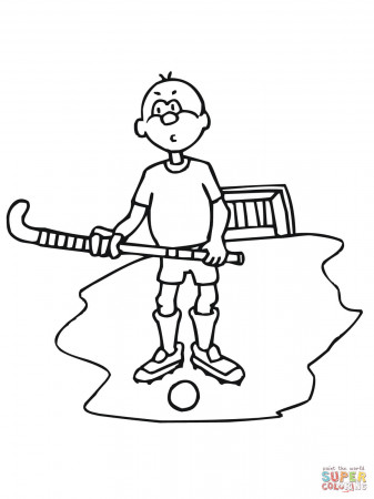 Boy with Field Hockey Stick and Ball coloring page | Free Printable Coloring  Pages
