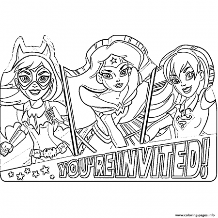 DC Super Hero Girls Invitations Coloring Pages Printable