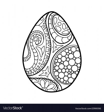 Easter egg coloring page on white background Vector Image