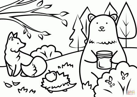 Autumn Animals coloring page | Free Printable Coloring Pages
