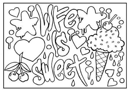 Life Is Sweet Sayings Coloring Page, Sayings Coloring Pages, Free ...