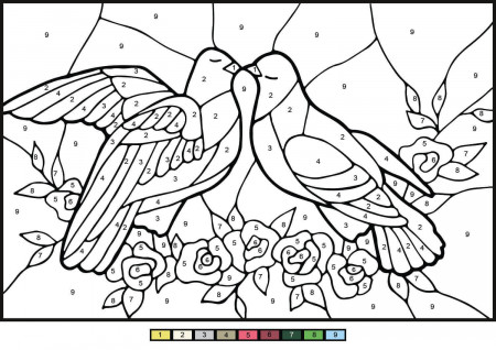 Doves Color by Number Coloring Page - Free Printable Coloring Pages for Kids