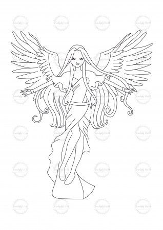 Printable Angel Coloring Page, Spiritual Adult Coloring Sheet, Archangel Coloring  Pages, Self Care Rituals | Vital Sense LLC
