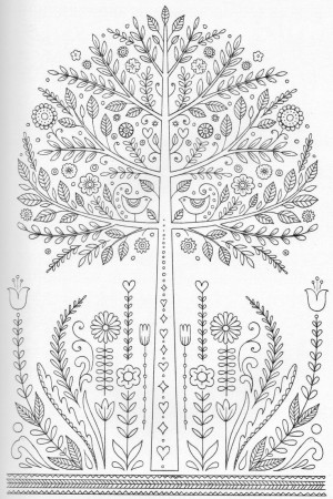 Coloring Pages: Forest Tree Isolated Big Old Tree Vector Botany ...