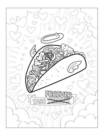 Funny taco printable pdf adult coloring sheet / funny coloring ...