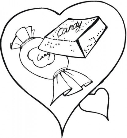 Sweet Chocolate Candy In a Heart coloring page | Free Printable ...