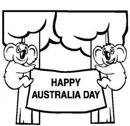 Two Cute Koala's in the Tree Say Happy Australia Day Coloring Page ...