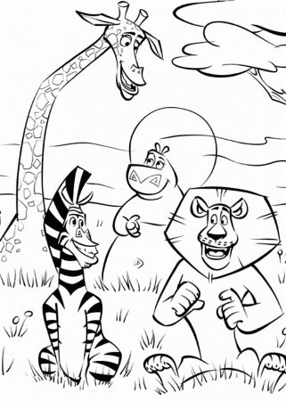 Alex Marty Melman and Gloria in African Savanna Coloring Page ...