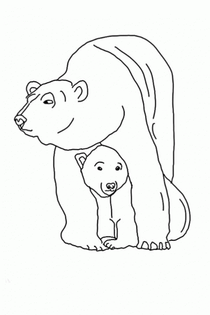 Polar Bear Protecting Her Baby Coloring Page
