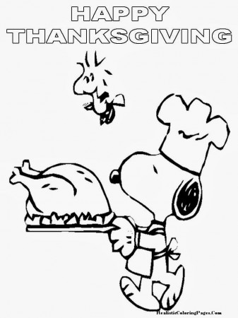 Thanksgiving Snoopy - Coloring Pages for Kids and for Adults