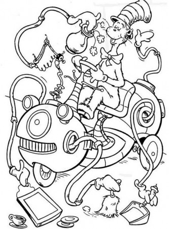 The Cat in the Hat Cleaning Machine Coloring Page: The Cat in the ...