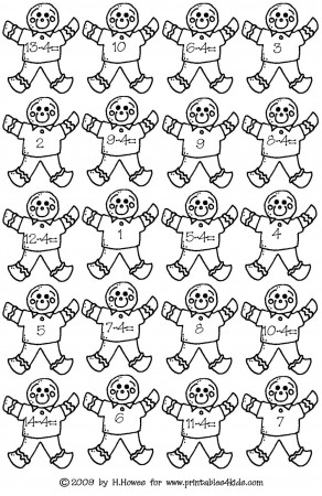 Gingerbread Math Subtraction 4s : Printables for Kids – free word ...