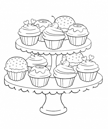 Cupcake - Coloring Pages for Kids and for Adults