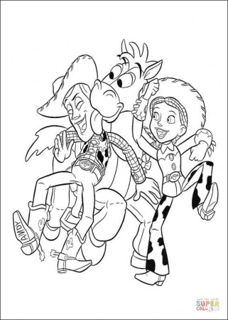 Woody, Jessie and Bullseye coloring page | Free Printable Coloring Pages