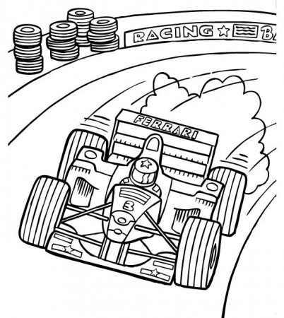 F1 Track Racing Coloring Page - Formula 1 car coloring pages | Race car coloring  pages, Cars coloring pages, Sports coloring pages