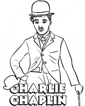 Printable coloring page Charlie Chaplin comedian actor