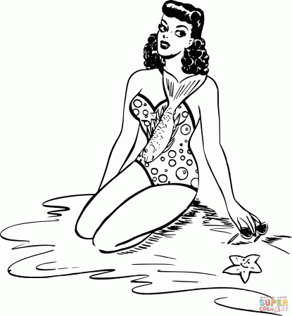 Vintage Fish Swim Suit coloring page | Free Printable Coloring Pages
