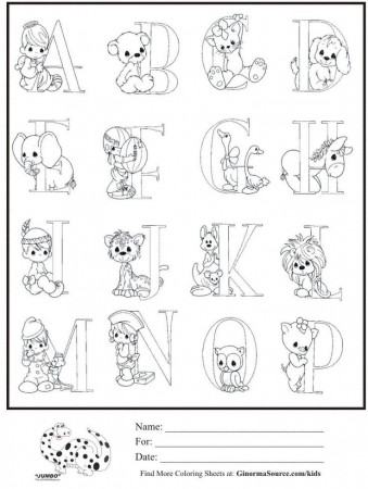 Precious Moments Alphabet - Coloring Pages for Kids and for Adults