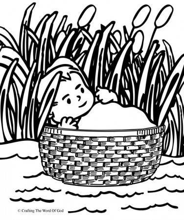 Baby Moses Basket Coloring Page - High Quality Coloring Pages