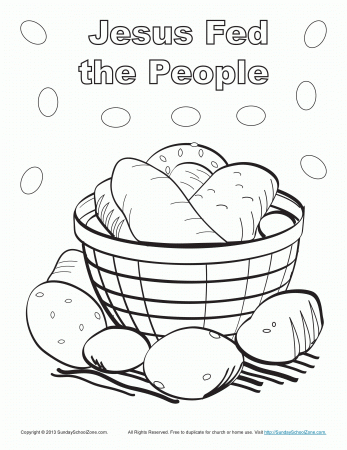 Bible Coloring Page for Kids | Jesus Feeds 5000
