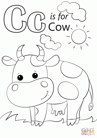 Letter C is for Cow coloring page | Free Printable Coloring Pages