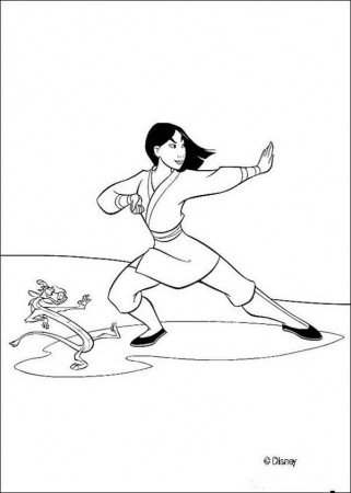 Mulan karate disney princess coloring page | PERSONAJES DISNEY ...