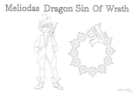Meliodas Seven Deadly Sins Anime Coloring Page Sin of Wrath - Etsy