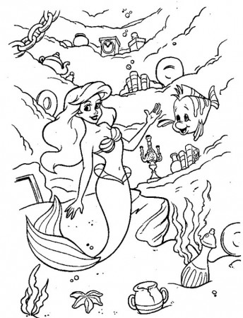 Ariel And Flounder Playing Together « Coloring Pages « Upins 
