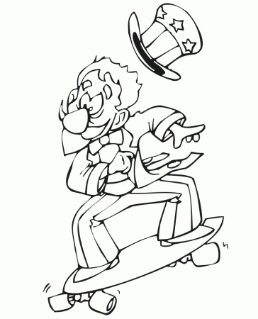 Uncle Sam Coloring Page | Uncle Sam Riding a Skateboard