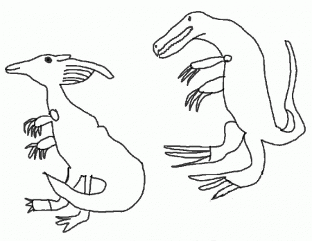 Drew's Animals Coloring Book - Parasaurolophus & Saurornithoides 