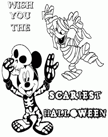 Mickey And Minnie Disney Halloween Coloring Page - Mickey Mouse 