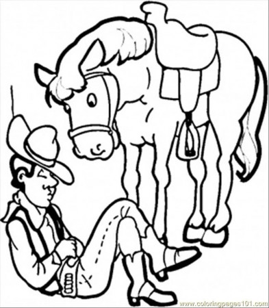 Coloring Pages Cowboy With His Horse (Countries > USA) - free 
