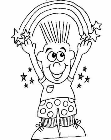Rainbow Kid Free Coloring Pages for Kids - Printable Colouring Sheets