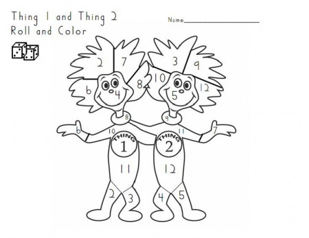 thing 1 and thing 2 | dr. seurss | color with numbers | coloring page
