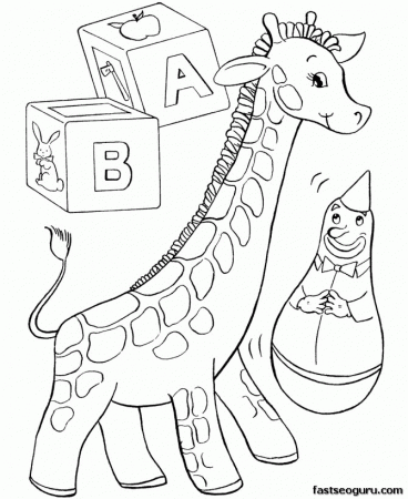 christmas print out coloring pages kids toy giraff