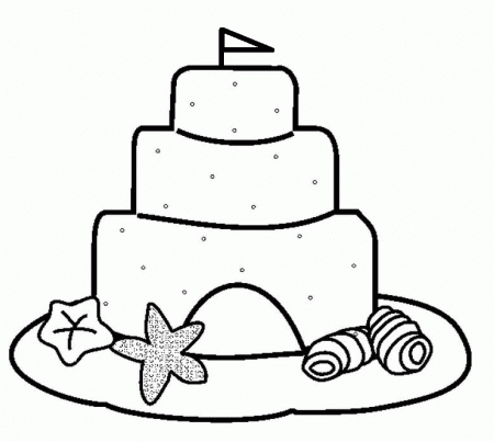 Coloring Pages of Cute Sand Castle | Coloring