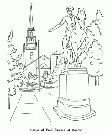 Memorial Day Coloring Pages - Statue of Paul Revere Coloring Pages 