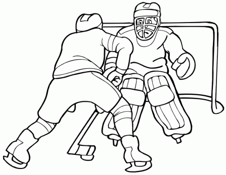 Hockey Coloring Page | Goalie Preparing for Shot