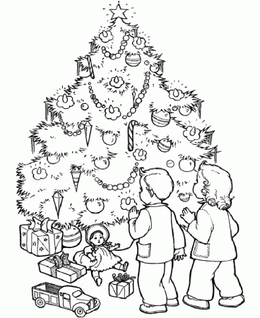 colours drawing wallpaper: Beautiful Christmas Tree And kids 