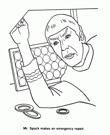 Star Trek Coloring Pages - Mr Spock repairs the control pannel 
