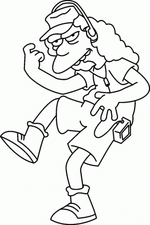 Free Printable The Simpsons Girl Listening To Music Coloring Pages 