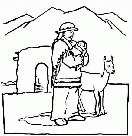 Llama in the Mountain Coloring Online | Super Coloring